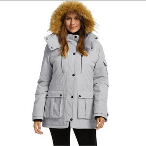 Wantdo Women's Winter Coat Waterproof Winter Jacket Warm Parka‎ Coat Faux Fur L